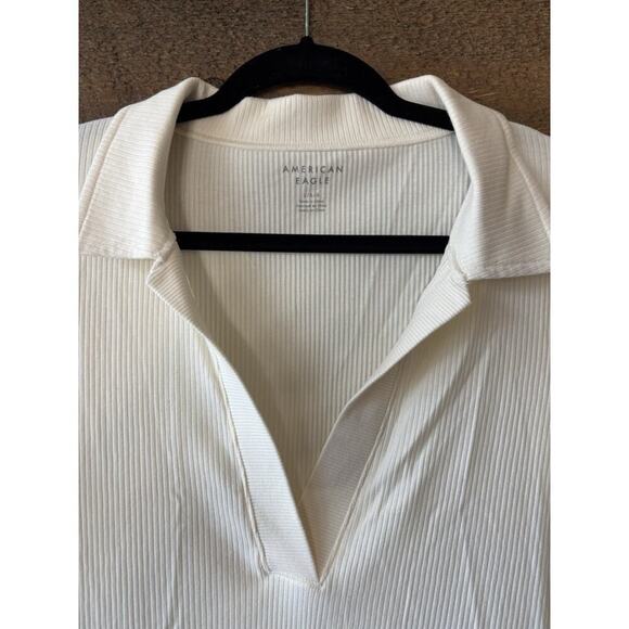 American Eagle Dress Women L Cream Preppy Collared Academia Christmas Minimal - Picture 3 of 12